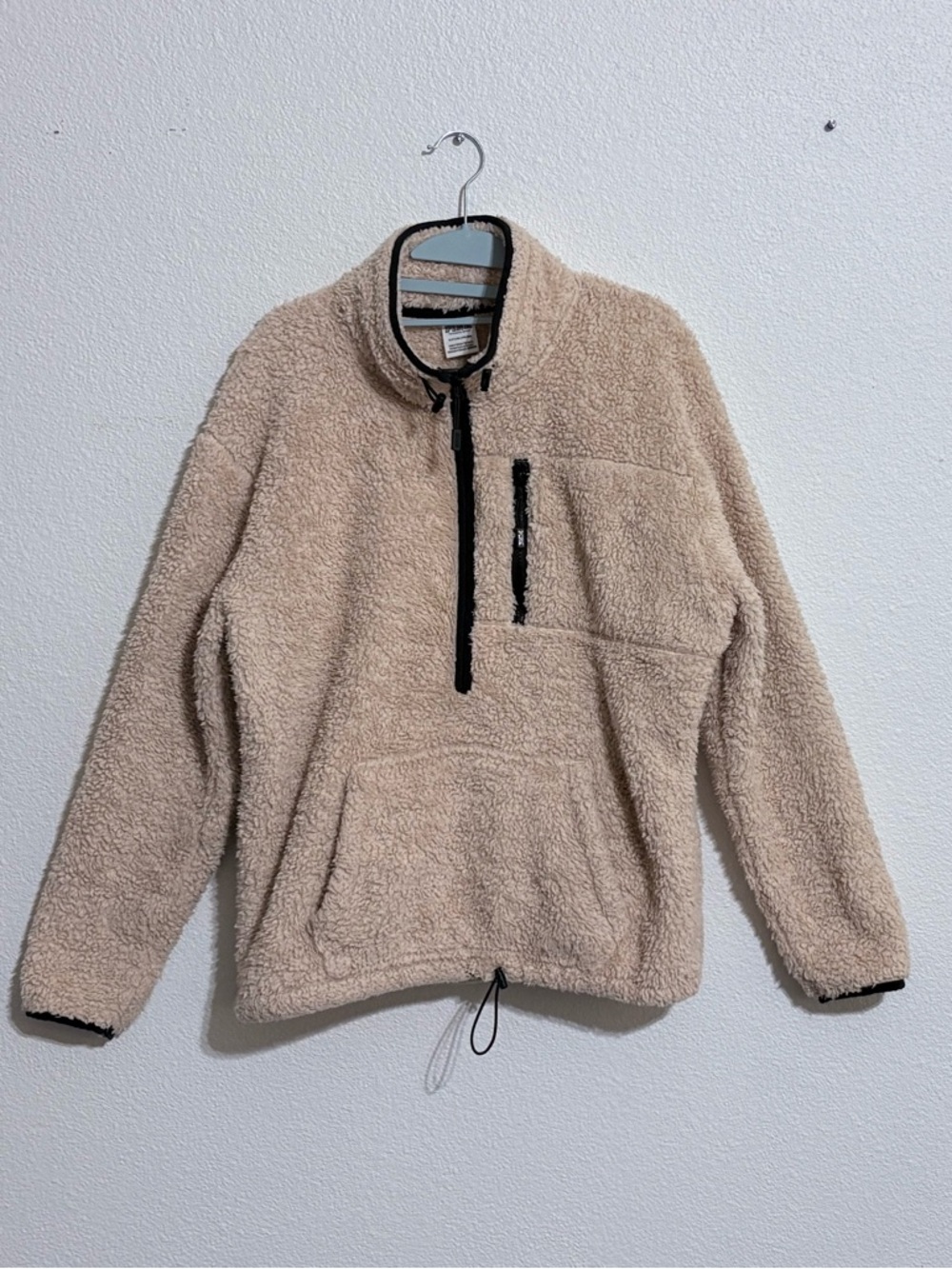 PINK Victoria Secret Sherpa Blush Pink Cream Pullover Fleece Sz S Long Sleeve